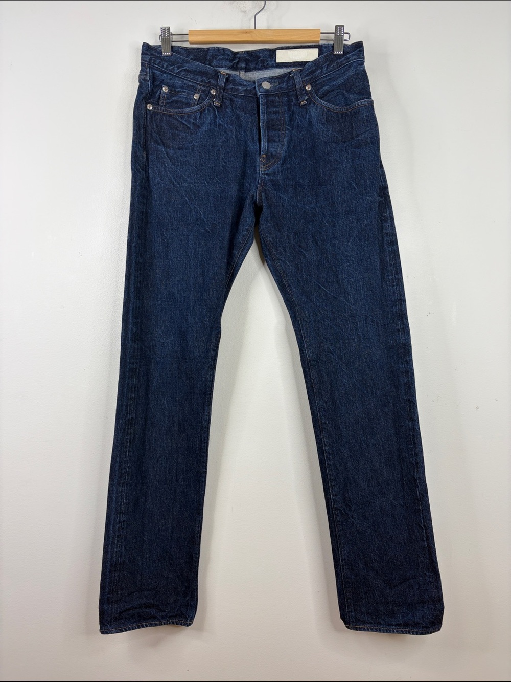 Big John Rare R009 Selvedge Jeans Men 33 x 32 Dark Blue Slim Taper Made in Japan